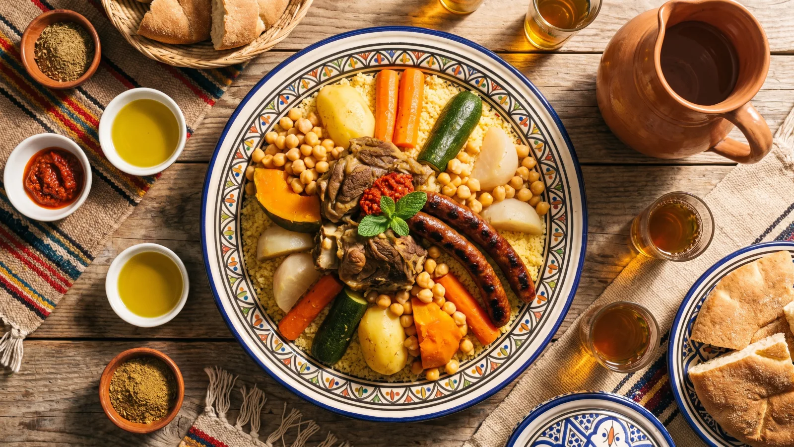 Couscous tunisien traditionnel à l'agneau et aux légumes